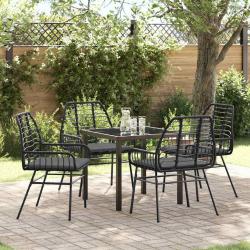 Ensemble de salle &agrave; manger pour jardin 5 pcs Noir polyrotin