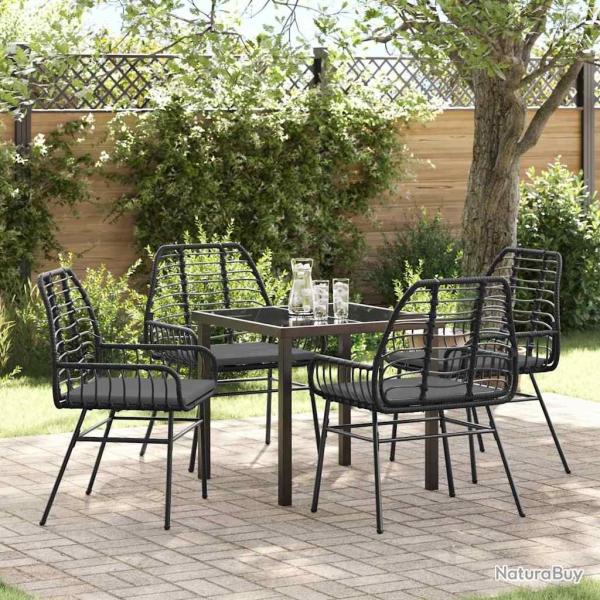 Ensemble de salle � manger pour jardin 5 pcs Noir polyrotin