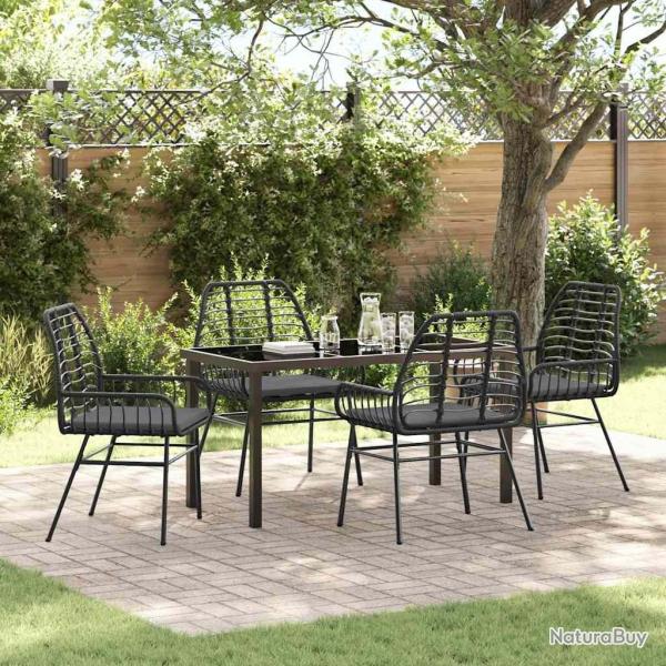 Ensemble de salle � manger pour jardin 5 pcs Noir polyrotin