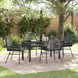 Ensemble de salle &agrave; manger pour jardin 5 pcs Noir polyrotin