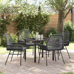 Ensemble de salle &agrave; manger pour jardin 5 pcs Noir polyrotin