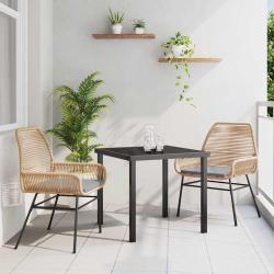 Ensemble de salle &agrave; manger pour jardin 3 pcs Marron polyrotin