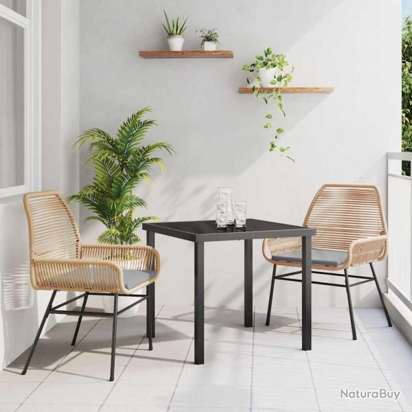 Ensemble de salle � manger pour jardin 3 pcs Marron polyrotin