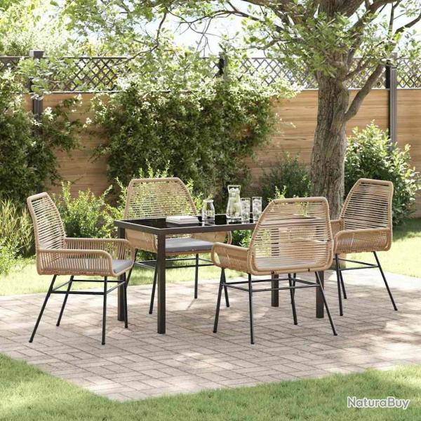 Ensemble de salle � manger pour jardin 5 pcs Marron polyrotin