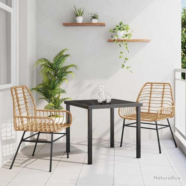 Ensemble de salle � manger pour jardin 3 pcs Marron polyrotin