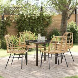Ensemble de salle &agrave; manger pour jardin 5 pcs Marron polyrotin