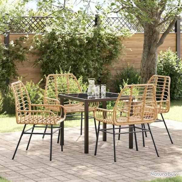 Ensemble de salle � manger pour jardin 5 pcs Marron polyrotin