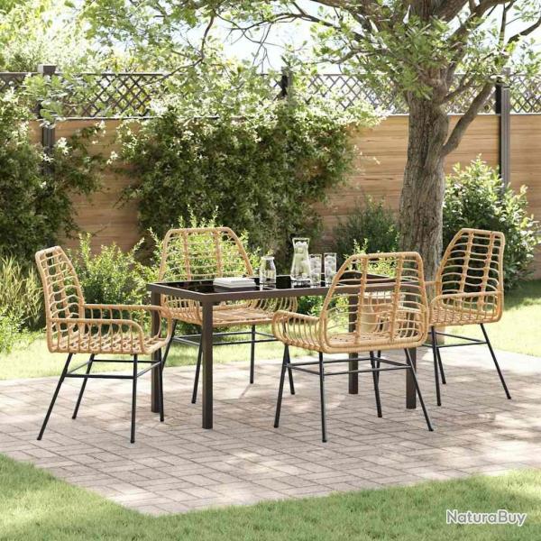 Ensemble de salle � manger pour jardin 5 pcs Marron polyrotin