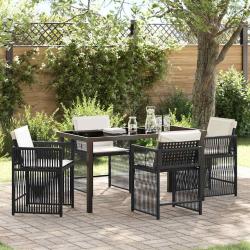 Ensemble de salle &agrave; manger pour jardin 5 pcs Noir polyrotin