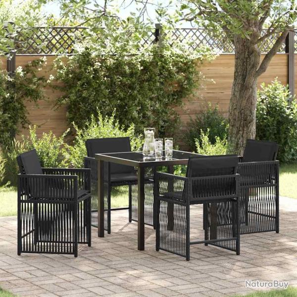 Ensemble de salle � manger pour jardin 5 pcs Noir polyrotin
