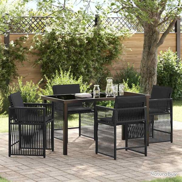 Ensemble de salle � manger pour jardin 5 pcs Noir polyrotin