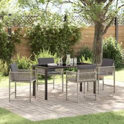 Ensemble de salle &agrave; manger pour jardin 5 pcs Gris clair
