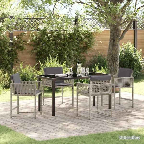 Ensemble de salle � manger pour jardin 5 pcs Gris clair