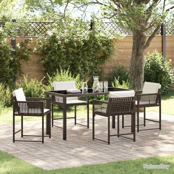 Ensemble de salle � manger pour jardin 5 pcs Marron polyrotin