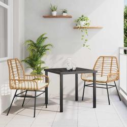 Ensemble de salle &agrave; manger pour jardin 3 pcs Marron polyrotin