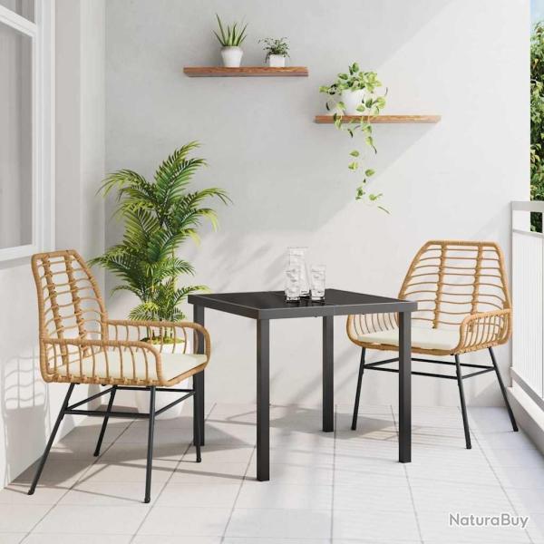 Ensemble de salle � manger pour jardin 3 pcs Marron polyrotin