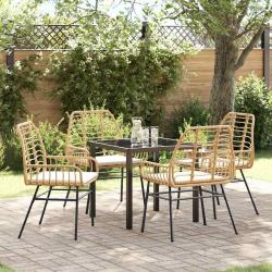 Ensemble de salle &agrave; manger pour jardin 5 pcs Marron polyrotin
