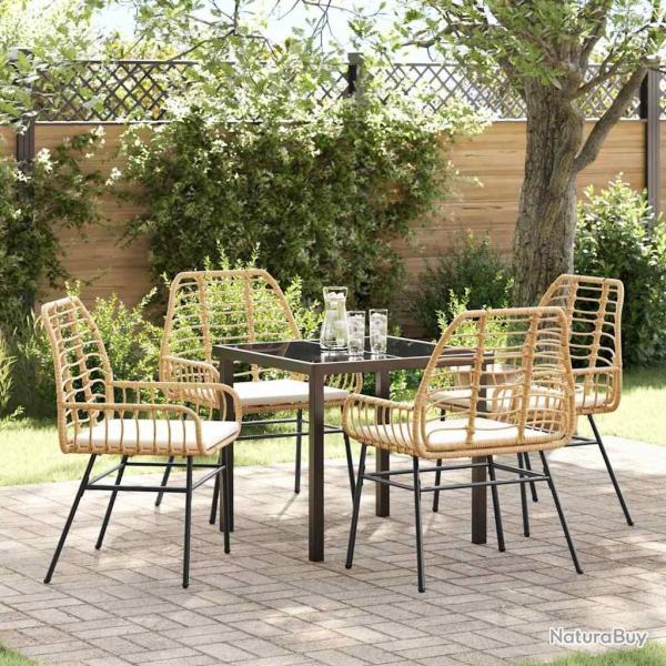 Ensemble de salle � manger pour jardin 5 pcs Marron polyrotin
