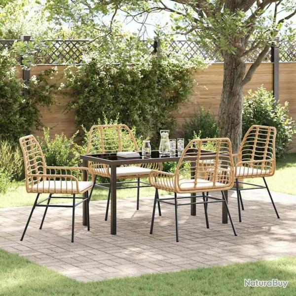 Ensemble de salle � manger pour jardin 5 pcs Marron polyrotin