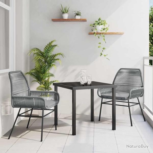 Ensemble de salle � manger pour jardin 3 pcs Gris polyrotin