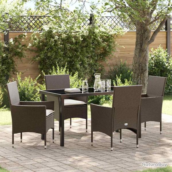 Ensemble de salle � manger pour jardin 5 pcs Marron polyrotin