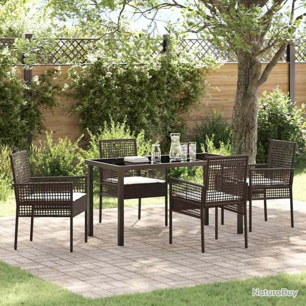 Ensemble de salle � manger pour jardin 5 pcs Marron polyrotin
