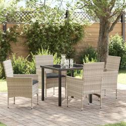 Ensemble de salle &agrave; manger pour jardin 5 pcs Gris clair