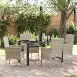 Ensemble de salle &agrave; manger pour jardin 5 pcs Gris clair