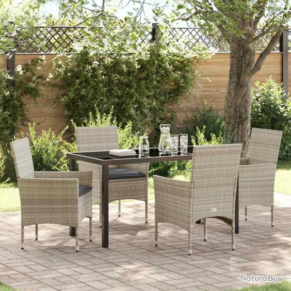 Ensemble de salle � manger pour jardin 5 pcs Gris clair
