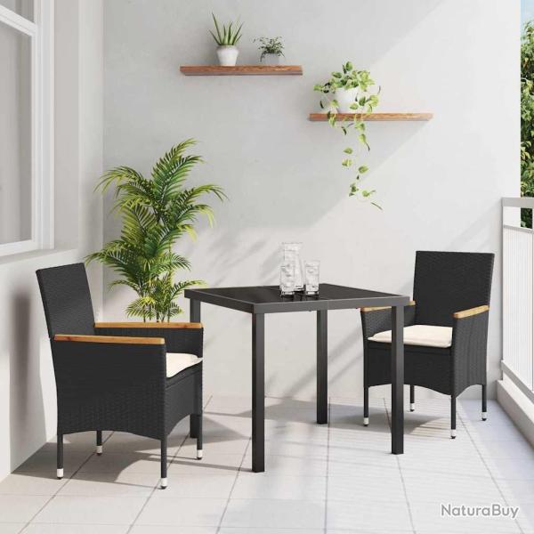 Ensemble de salle � manger pour jardin 3 pcs Noir polyrotin