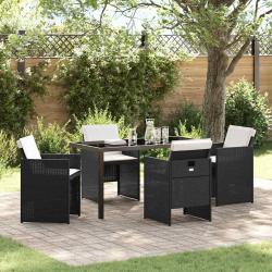 Ensemble de salle &agrave; manger pour jardin 5 pcs Noir polyrotin