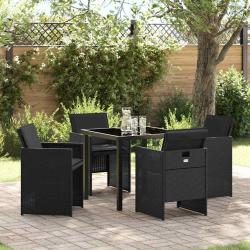 Ensemble de salle &agrave; manger pour jardin 5 pcs Noir polyrotin