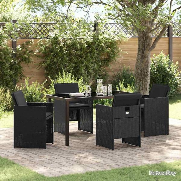 Ensemble de salle � manger pour jardin 5 pcs Noir polyrotin