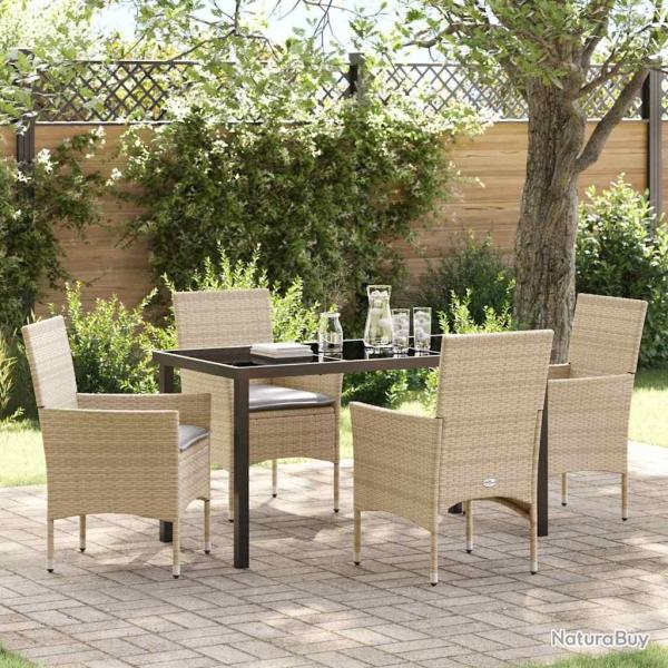 Ensemble de salle � manger pour jardin 5 pcs Beige polyrotin
