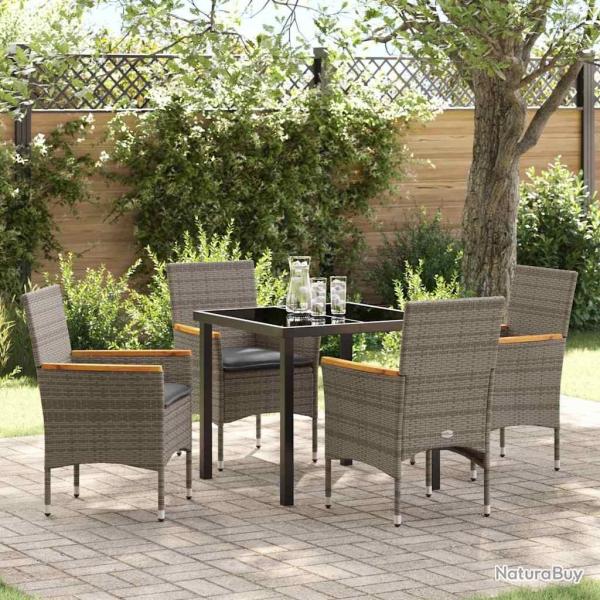 Ensemble de salle � manger pour jardin 5 pcs Gris polyrotin