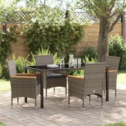 Ensemble de salle &agrave; manger pour jardin 5 pcs Gris polyrotin