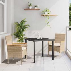 Ensemble de salle &agrave; manger pour jardin 3 pcs Beige polyrotin