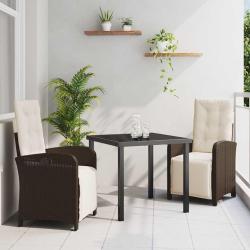Ensemble de salle &agrave; manger pour jardin 3 pcs Marron polyrotin