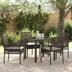 Ensemble de salle &agrave; manger pour jardin 5 pcs Marron polyrotin