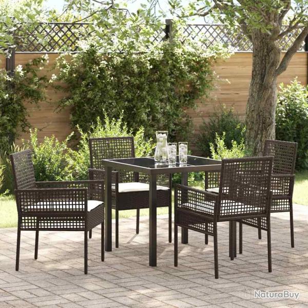 Ensemble de salle � manger pour jardin 5 pcs Marron polyrotin