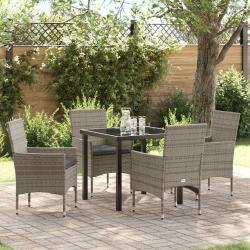 Ensemble de salle &agrave; manger pour jardin 5 pcs Gris polyrotin