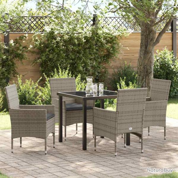 Ensemble de salle � manger pour jardin 5 pcs Gris polyrotin