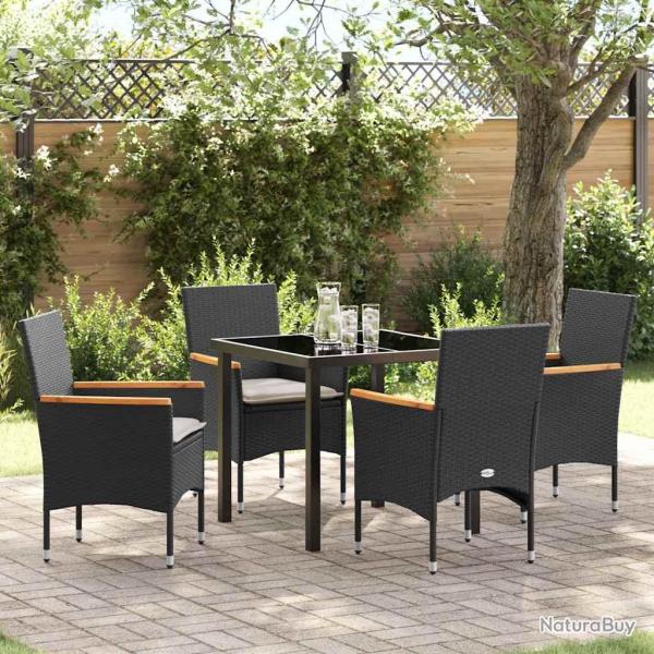 Ensemble de salle � manger pour jardin 5 pcs Noir polyrotin