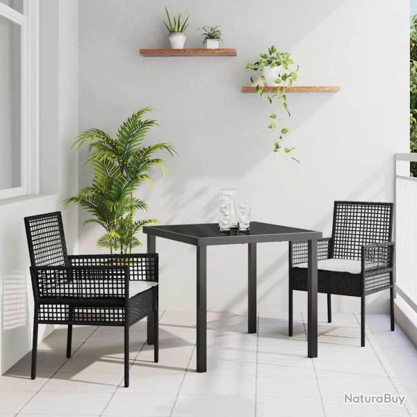 Ensemble de salle � manger pour jardin 3 pcs Noir polyrotin