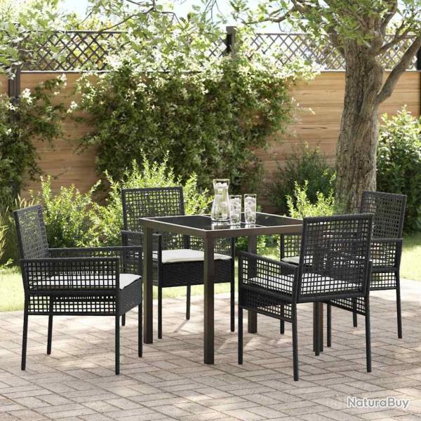 Ensemble de salle � manger pour jardin 5 pcs Noir polyrotin