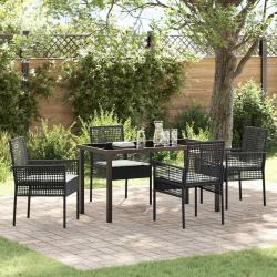 Ensemble de salle &agrave; manger pour jardin 5 pcs Noir polyrotin