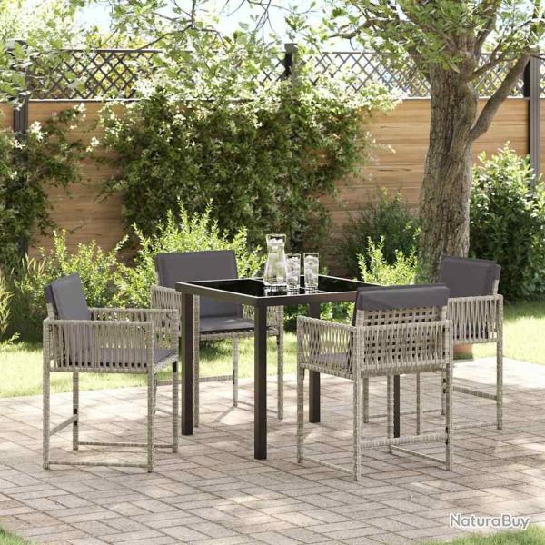 Ensemble de salle � manger pour jardin 5 pcs Gris clair