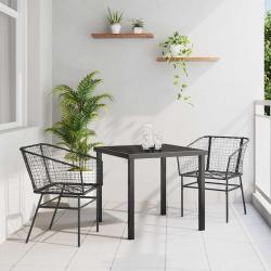 Ensemble de salle &agrave; manger pour jardin 3 pcs Noir polyrotin