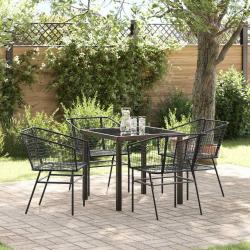 Ensemble de salle &agrave; manger pour jardin 5 pcs Noir polyrotin