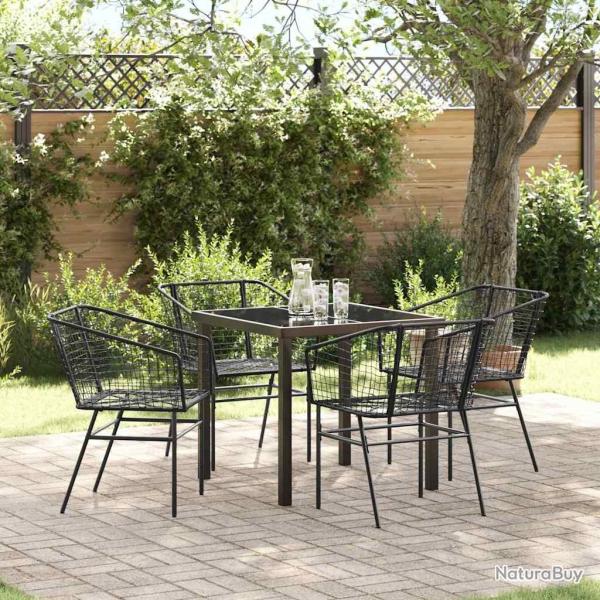 Ensemble de salle � manger pour jardin 5 pcs Noir polyrotin